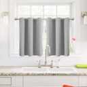 ChrisDowa Small Window Curtains for Kitchen and Bedroom - Grommet Short Thermal Insulated Room Darkening Curtains (2 Panels, Light Grey, 42 x 36 Inch)