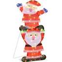 Total Tactic EU10022US LED Double Santa Yard Christmas Decoration with String Lights & Stakes