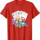 Poker Gambling Card Chips Casino Poker Holdem T-Shirt, Medium