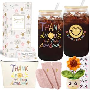 Thank You Gifts for Women Appreciation Gifts for Coworkers, Teacher, Employee, Nurse, Boss, Mom, Sister,Grandma,Friend, Thank You for Being Awesome Glass Cup