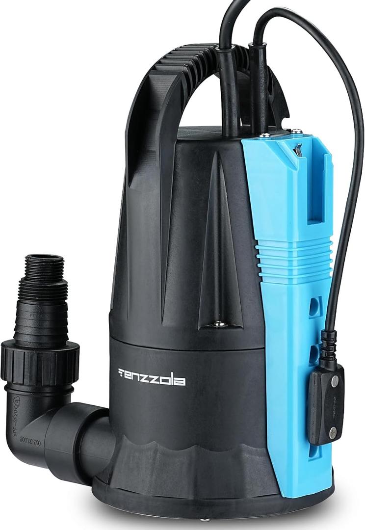 Sump Pump, 1/3 HP 1850GPH Automatic Submersible Utility Water Pump, Portable Electric Low Level Drain Water Removal Pump with Sensor Switch for Swimming Pool Basement Garden Pond Draining