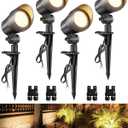 SUNVIE 6W Low Voltage Landscape Lighting LED Landscaping Lights Warm White Low Voltage Lighting Waterproof Landscape Spotlights with Connectors Spot Lights Outdoor for Tree Wall Pathway Yard, 4 Pack