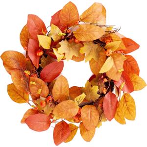 Fall Door Wreath, 22 Inch Fall Wreath with Pumpkins Berries Maple Leaves & Magnolia, Autumn Wreath for Front Door Wall Thanksgiving Halloween Decorations Fall Door Wreath, 22 Inch Fall Wreath with Pumpkins Berries Maple Leaves & Magnolia, Autumn Wreath for Front Door Wall Thanksgiving Halloween Decorations