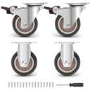 Caster Wheels 2 Inch - 2 Fixed & 2 Swivel with Brakes Casters Set of 4, Silent Rubber Casters Non Marking Castor Wheels for Furniture, Plate Swivel Caster for Indoor and Outdoor Use