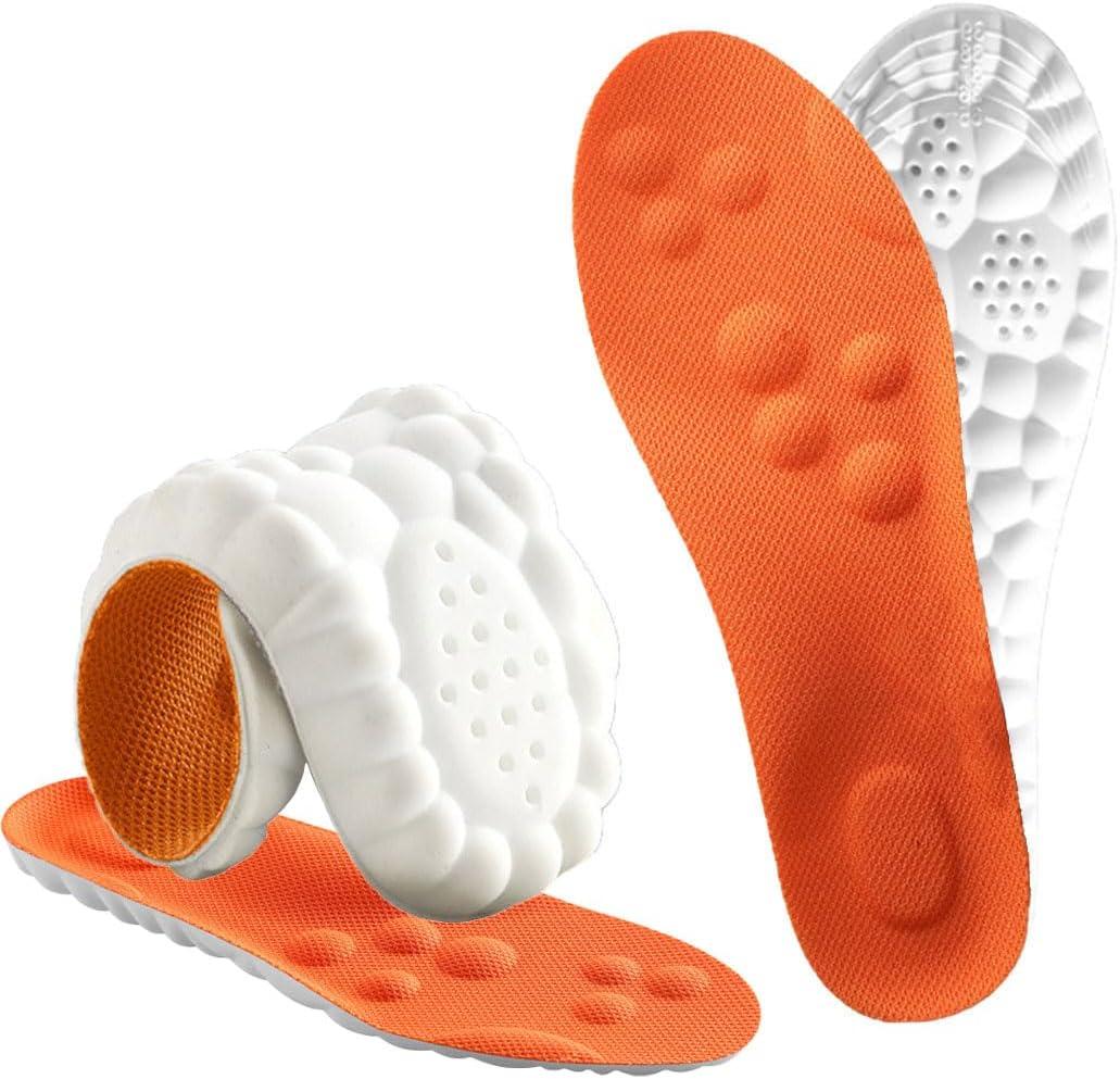 Roofo Cloud Insoles for Men Shoe Inserts Steppers Soles Memory Foam Insoles for Women Comfortble Soft with Arch Support Cushion Insoles Pain Relieve Extra Large (US-7.5-11.5-Orange)