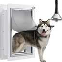 Pet Door for Wall with Secure Aluminum Lock, Steel Frame and Telescoping Tunnel, Double Silicone Flaps Dog Doggy Door and Cat Door Suitable for All Pets, Strong & Durable (Pets Up to 100 Lb) -Large