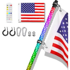 1Pc 3FT RGB Led Whip Light for ATV UTV, 360 Spiral Whip Light with mounting Bracket, led Whip Light Remote Control(30 Modes) for RZR Can-am Polaris Dune Buggy Offroad Truck (1pack)