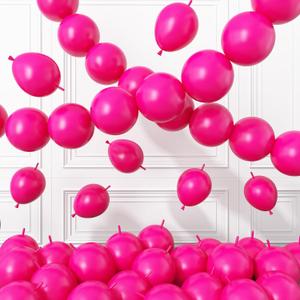Pink Link Balloons,120Pcs 6Inch Hot Pink Latex Linking Balloons for Birthday Baby Shower Wedding Anniversary Party Decorations