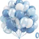 60pcs Dusty Blue Balloons 12inch with Clear Pastel Pearl Blue and White Balloons for Wedding Bridal Baby Shower Shower Birthday Party Decorations
