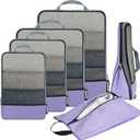 BAGAIL 4 Set/ 6 Set/ 8 Set Compression Packing Cubes Travel Accessories Expandable Packing Organizers (Half Mesh, 6-Lavender)