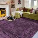 Kokia Abstract 8x10 Area Rugs Living Room Washable Low Pile Non-Slip Indoor Decor Purple Carpet Foldable Stain Resistant Ombre Rugs Bedroom Dining Room, Oslo Plum