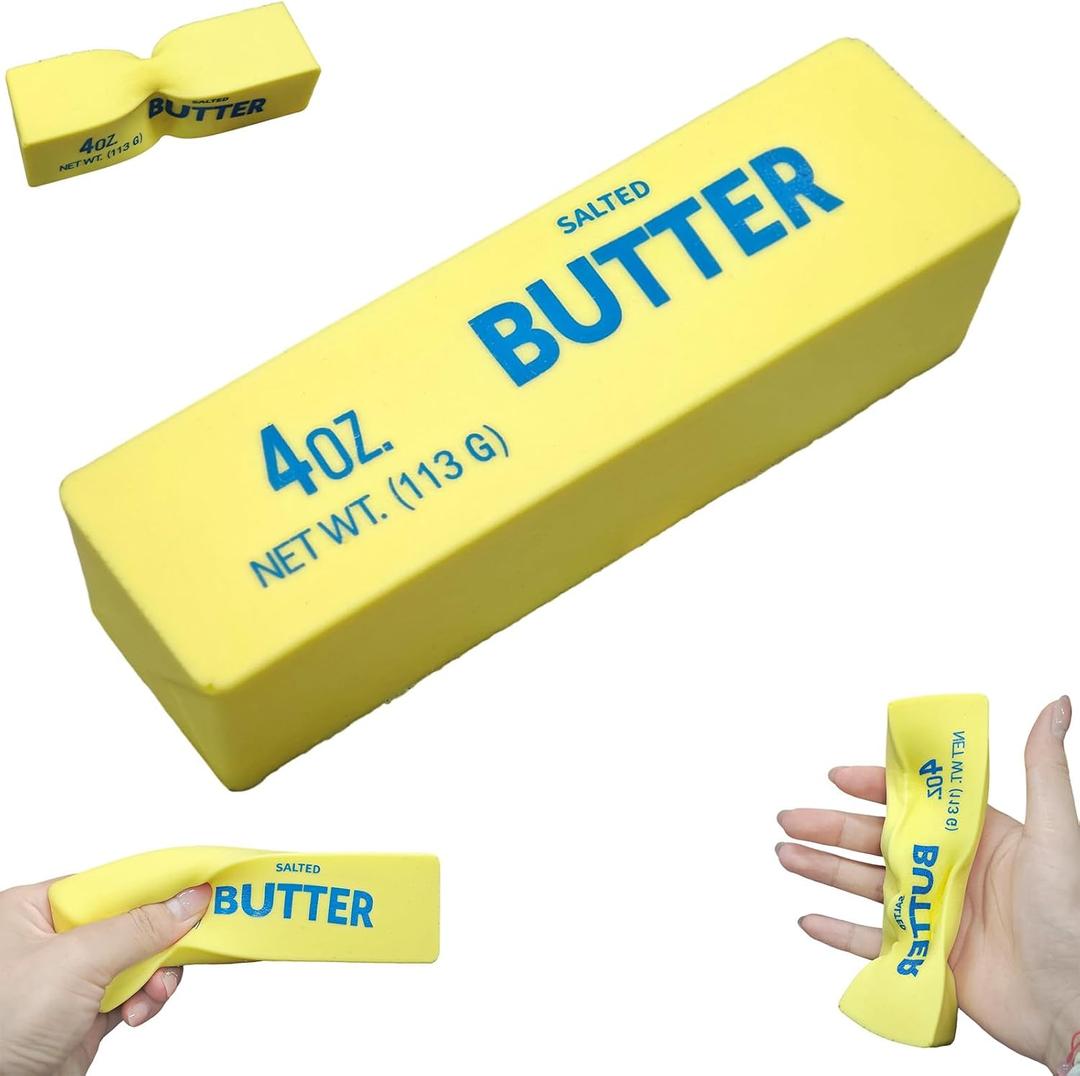 Butter Squishy, Slow Rebound Cute Butter Squeeze Stress Balls, Realistic Butter Stick Soft Squeeze Toys, Sensory Stress Relief Squishies Soft & Stretchy Fidget Toys for Anxiety Relief Party Favors