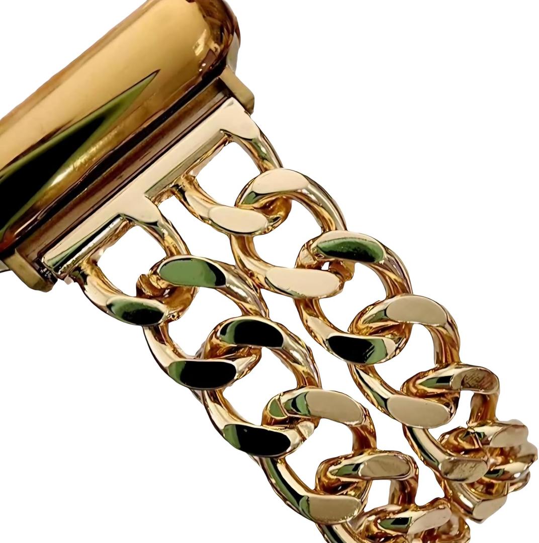 2 x DSAAplus Gold Metal Bands Compatible With Apple Watch Band 38mm 40mm 41mm 42mm 44mm 45mm 46mm 49mm Stylish Chain Bracelet for iWatch Series 11 10 9 8 7 6 5 4 SE/Ultra 3 2 1