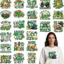 Rngmsi Dtf Transfers Ready to Press - 24 Pcs St. Patrick's Day Iron on Patches for T-Shirts, Lucky Shamrock Iron on Stickers Clover Heat Transfer Vinyl Decals for DIY Fabric Clothes Decor
