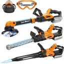 Kids Tool Set, 3 IN 1 Kids Power Garden Tools with Sounds & Lights, Toy Weed Wacker, Toy Leaf Blower and Hedge Trimmer, Outdoor Toys, Toy Tools, Christmas Birthday Gifts for Boys 3 4 5 6 7 8 Year Old