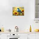 Zyphren Farmhouse Blue Bird Decor Wall Art Sunflower Sparrow Pictures Wall Decor Country Rustic Canvas Prints Painting Artwork Gifts for Bathroom Living Room Bedroom Modern Home Decoration 16"x20"