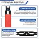 E Clip Tool, E Clips Removal and Installation Assortment Kit Tool Set, Exchangeable 4 Sizes (3/4/5/6mm) Clip Rings Kit & 40Pcs E Clips