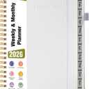 2026 Planner, Hardcover Leather Weekly and Monthly Planner, January 2026 - December 2026, Spiral Yearly Agenda Organizer Book 2026 with Tabs, Daily Calendar Planners for School Work Home, A4 (8.5" x 11"), White