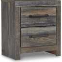 Signature Design by Ashley Drystan Rustic Industrial 2 Drawer Nightstand with 2 Slim-Profile USB Charging Stations, 24.37" Tall, Weatherworn Brown