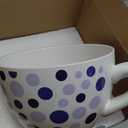 7.5 Round Ceramic Teacup Planter with Saucer Purple Polka Dot Design Pot for Succulents, Orchid, Herbs & Indoor Houseplant/Flowers for Mother's Day