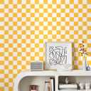 Orange and Yellow Checkered Wallpaper Modern Plaid Mosaic Contact Paper Peel and Stick Countertops Removable Cream Checkerboard Wallpaper for Bedroom Cabinets Liners Nursery Desk 17.5"x102"