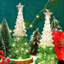 2 Pcs Mercury Glass Christmas Tree for Tabletop Light up Christmas Decor 11.6" Illuminated Glass Xmas Tree Battery Operated Xmas Table Centerpiece for Home Fireplace Festive Decor Gift(Silver)