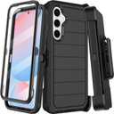 KECAI for Samsung Galaxy S24 FE Case with Belt Clip Holster & Kickstand,Built-in Screen Protector,Heavy Duty Shockproof Drop Protection Military Grade Phone Cover (Black, for Galaxy S24 FE)