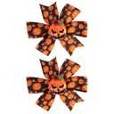 Halloween Pumpkin Hair Bows, Orange Grosgrain Hair Bow Clips Alligator Hairpin HalloweenHair Accessory for Trick or Teak Costume Party Holiday Festival Decor