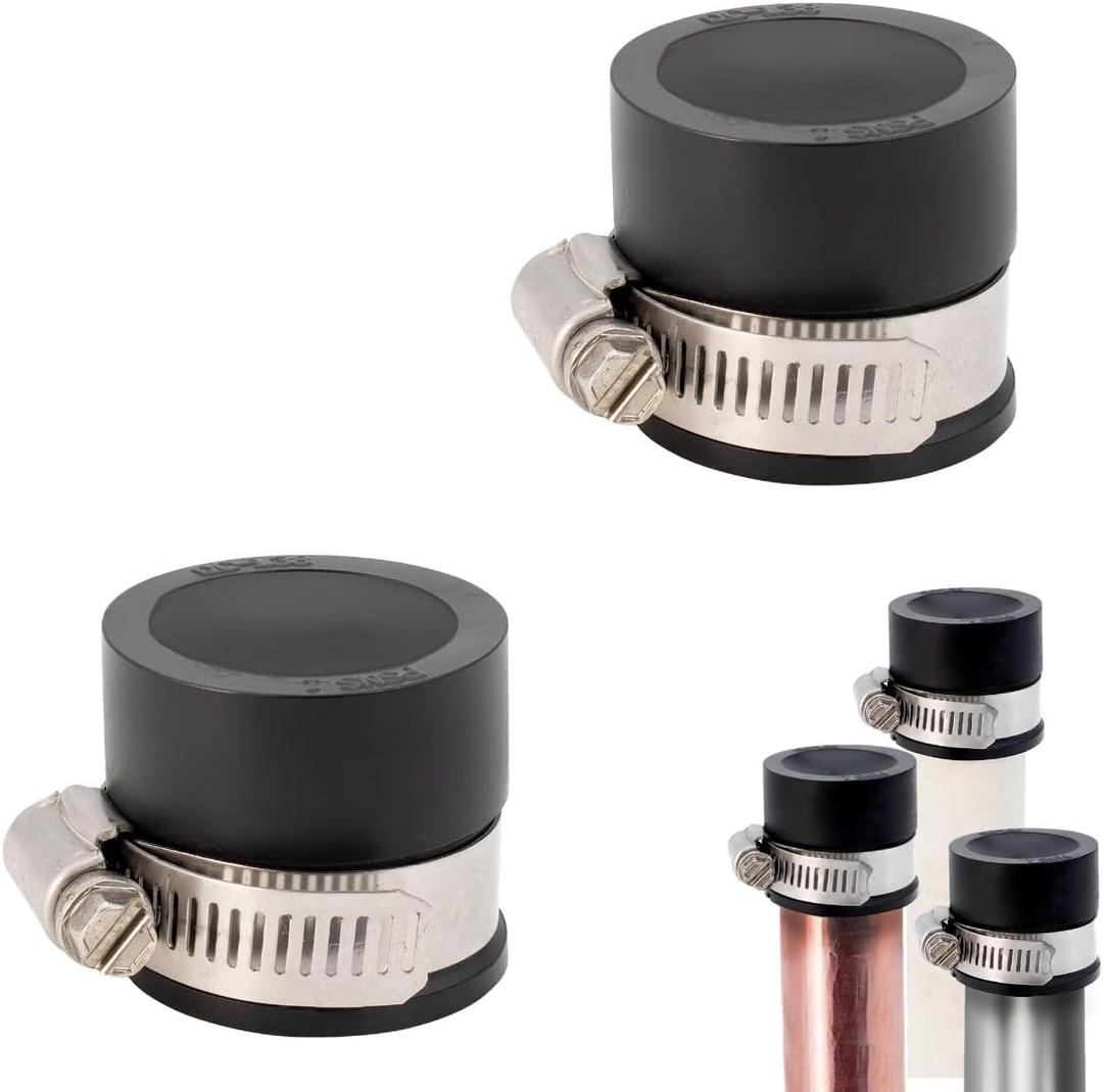 Fernco PQC-1.38 1-in. QwikCap Flexible PVC Pipe Cap, Cleanout and Test Pipe Plug, 2-Pack