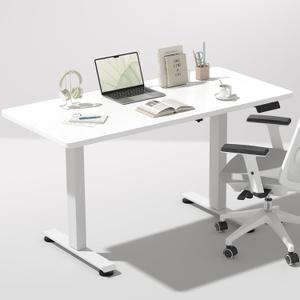 Veken 47.2 Inch Electric Standing Desk, Height Adjustable Sit Stand Up, Wood Desktop, Work Home Office Computer PC Desks, Gaming Writing Study Bedroom Rising Table, Tall Standup Workstation, White