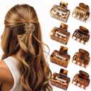 8 PCS Small Hair Clips for Women Girls, Square Medium Hair Claw Clips for Thin, Fine & Short Hair, Cute Non Slip Leopard Print Jaw Clips, Ideal for Half Up Hair Tortoise