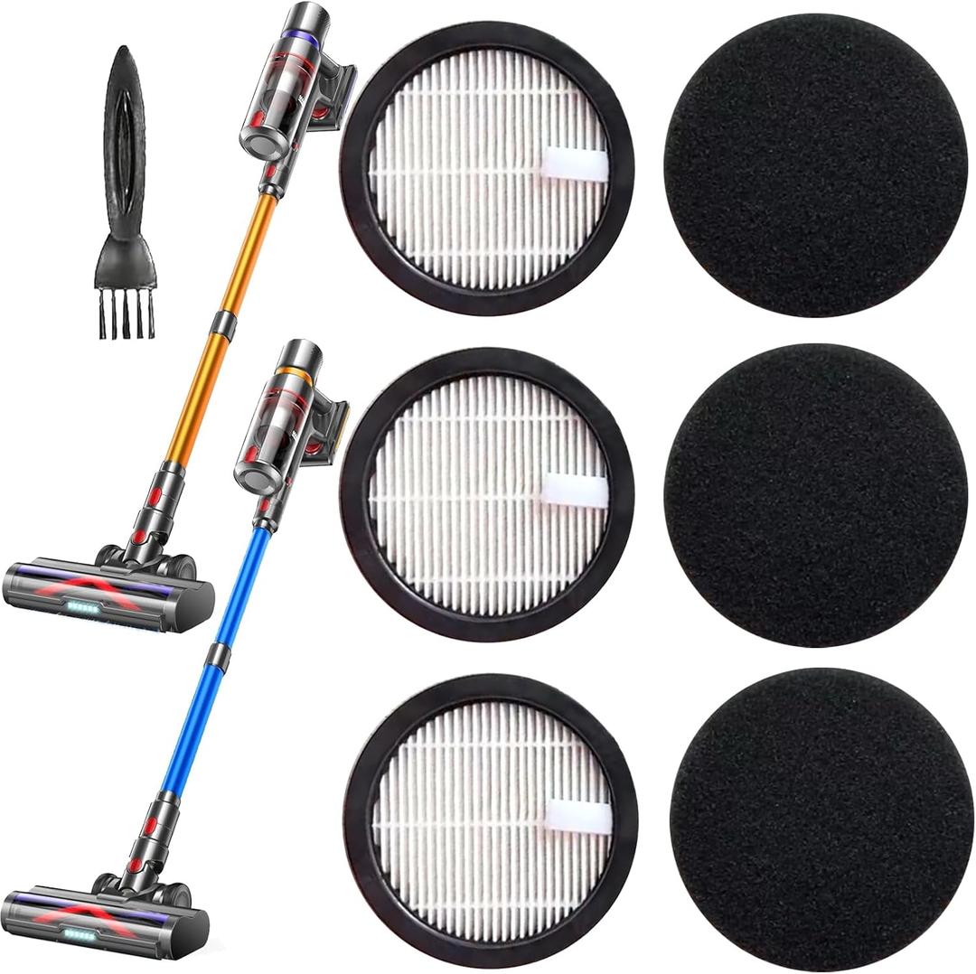 3Pack Acevac11 Hepa Replacement Filters and 3pack Sponge set Compatible with AFNOP Cordless Vacuum Cleaner, Washable and Durable Filters Works with AFNOP Upright Vac.(3.61in*3.61in*0.65in)