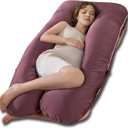 QUEEN ROSE Pregnancy Pillow, U Shaped Full Body Pillows for Sleeping Support, Maternity Pillow for Pregnant Women, Shiny Dark Purple, 55in