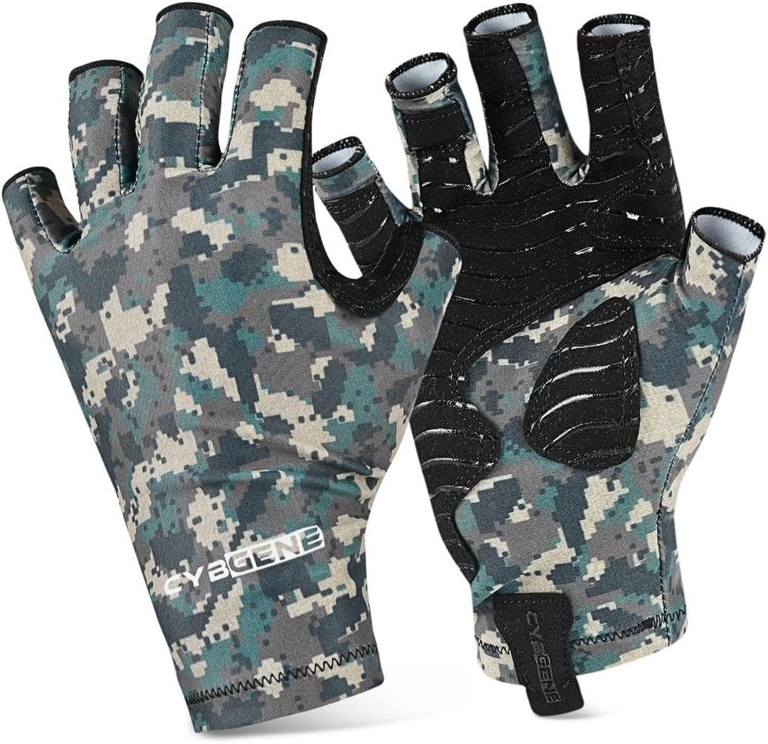 5 x Fishing Gloves UV Protection Gloves Sun Protection Gloves UPF50+ Men Women for Outdoor, Kayaking, Rowing (Large, Camouflage)