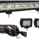 LED Light Bar Kits for Truck - 22 Inch 420W Led Light Bar, 4 Inch Led Pod Lights 12V 24V Off-Road Driving Work Lights for ATV Tractor Pickup Cart with Wiring Harness-3 Lead