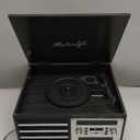 Vinyl Record Player 10-in-1 Music Center Turntable Built-in Speakers Support 3 Speed BT Wireless Input/ Output AM/ FM Radio CD Tape Cassette Player Aux RCA Auto Stop Vinyl Recording to USB/ TF Card Black