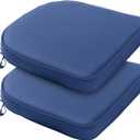 BPS 21 x 21 Inch Outdoor Chair Cushion Set of 2, Fade-Resistant and Water-Resistant Solution-Dyed Polyester Fabric Patio Chair Cushions with Straps for Outdoor/Indoor Dining Chairs