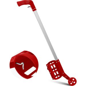 Zonon 1 Pcs Industrial Wheeled Marking Wand for Line Paint Stripe Ground Marking Spray Paint Wand for Survey Painting Spray Stick Line Applicator, Side Push (Red,Side-push), 1 Count