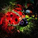 Solar Ladybug Outdoor Garden Statue,Hanging Waterproof LED Solar Lights Outdoor Decor,Metal Ladybug Ornament,Lantern Indoor Figurines for Patio Garden Table Decor for Ourdoor