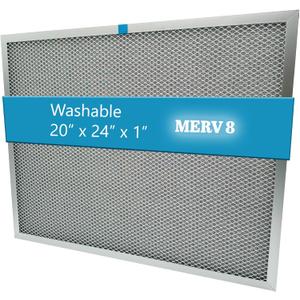 Washable Electrostatic Furnace Air Filter, MERV 8, (20" x 24" x 1") Aluminum Reusable Filter for Furnace, Central AC, and HVAC System (24" x 20" x 1")