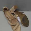 DREAM PAIRS Womens Ankle Strap Dress Pump Low Chunky Heel Sandals (7 Wide, Nude/Suede)