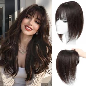 Hair Toppers for Women Real Human Hair 3603D Cover Toppers Hairpieces for Women with Thinning Crown Wispy Clip in Bangs Realistic Scalp Hairline