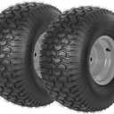 AR-PRO 20 x 8.00-8 Tubeless Tire and Wheel Assemblies for Riding Lawn Mower Rear Tires - 3/4" Borehole, 3.5" Offset Hub and 3/16" Keyway, 4 Ply, 965lbs Capacity (Set of 2) (Silver)