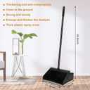 Leumoi 12 Pcs Dust Pans with Long Handle Set 36.6 Inch Commercial Dust Pan with Comb Large Plastic Stand up DustPans for Outdoor Indoor Restaurant Home Office Floor Cleaning (Black)