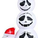 Leyndo 6ft Christmas Inflatable, Skeleton Inflatable with Santa Hat Christmas Decorations for Xmas Holiday Party Indoor Outdoor Halloween Garden Lawn Yard Sign, with Build-in LED Lights