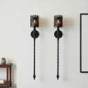 Candle Sconces Set of 2 Long Wall Candle Holder Large Black Gothic Vintage Wall Sconce Decoration for Dining Room, Living Room, Office, Bathroom