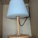 Outdoor Table Lamp/Cordless USB Rechargeable 4000mAh / 2700K LED/Touch Dimmable/Portable Battery Operated / IP44 Waterproof/PE Shade/Bedroom Dinning Camping Patio (9.6in, Wood Grain)