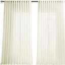 Dreaming Casa Ivory Sheer Curtains 96 Inches Long, Rod Pocket & Back Tab Light Filtering Textured Sheers for Living Room Bedroom, 2 Panels, Each 100" W x 96" L