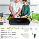 Vacuum Sealer for Food - Tempered Glass Panel, LED Touch Control, Digital Display, Pulse/Moist/Dry/Seal/External Suction Modes, Includes 50 Vacuum Bags & Built-in Cutter(Black)