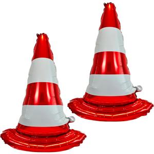 2PCS Self standing Racing Traffic Cones Foil Balloon car balloons for birthday boy race Themed party Baby Shower traffic cones party race track Decorations Supplies